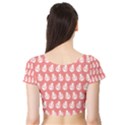 Coral And White Lady Bug Pattern Short Sleeve Crop Top View2