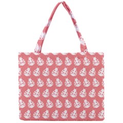 Coral And White Lady Bug Pattern Tiny Tote Bags by GardenOfOphir