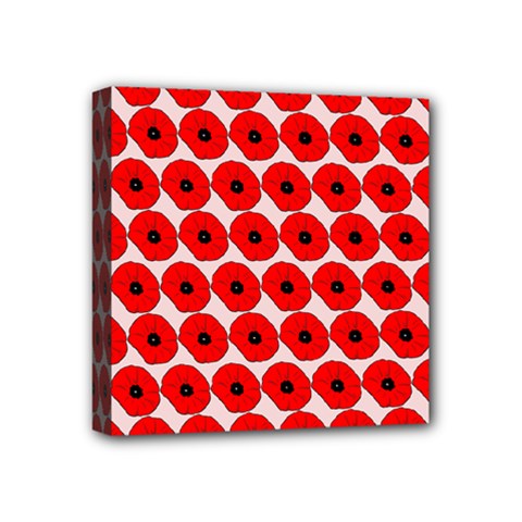 Red Peony Flower Pattern Mini Canvas 4  X 4 