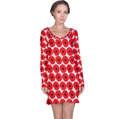 Red Peony Flower Pattern Long Sleeve Nightdresses by GardenOfOphir