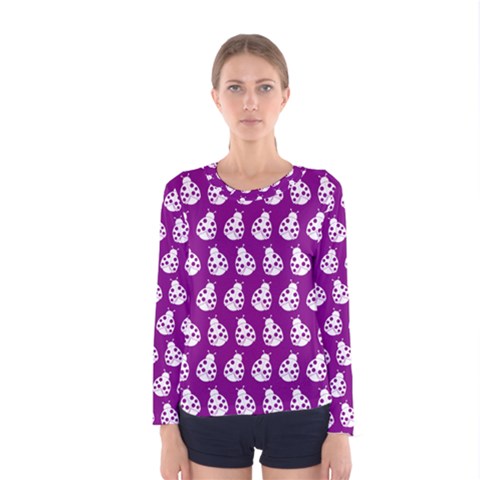 Ladybug Vector Geometric Tile Pattern Women s Long Sleeve T-shirts by GardenOfOphir