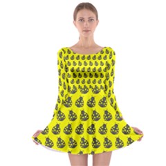 Ladybug Vector Geometric Tile Pattern Long Sleeve Skater Dress