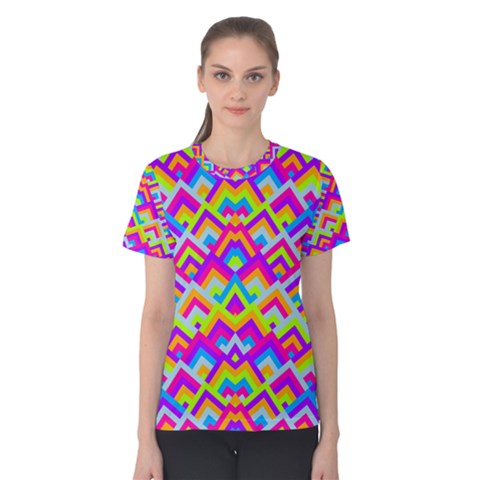 Colorful Trendy Chic Modern Chevron Pattern Women s Cotton Tees by GardenOfOphir