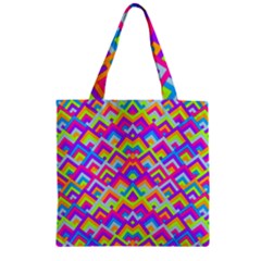 Colorful Trendy Chic Modern Chevron Pattern Zipper Grocery Tote Bags by GardenOfOphir