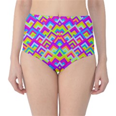Colorful Trendy Chic Modern Chevron Pattern High-waist Bikini Bottoms by GardenOfOphir
