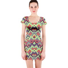 Trendy Chic Modern Chevron Pattern Short Sleeve Bodycon Dresses by GardenOfOphir