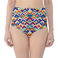 Trendy Chic Modern Chevron Pattern High-waist Bikini Bottoms by GardenOfOphir