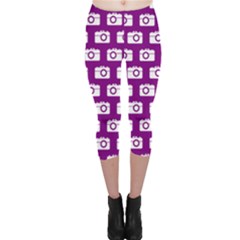 Modern Chic Vector Camera Illustration Pattern Capri Leggings by GardenOfOphir