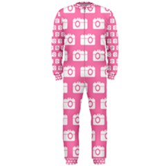 Pink Modern Chic Vector Camera Illustration Pattern Onepiece Jumpsuit (men) 