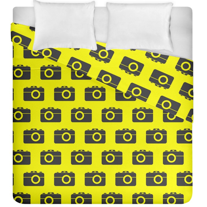 Modern Chic Vector Camera Illustration Pattern Duvet Cover (King Size)