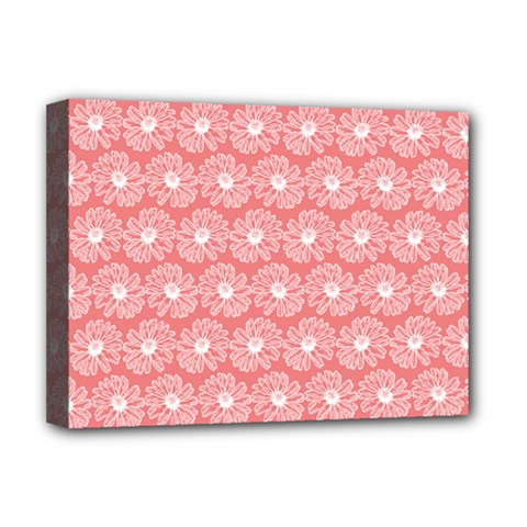Coral Pink Gerbera Daisy Vector Tile Pattern Deluxe Canvas 16  x 12  