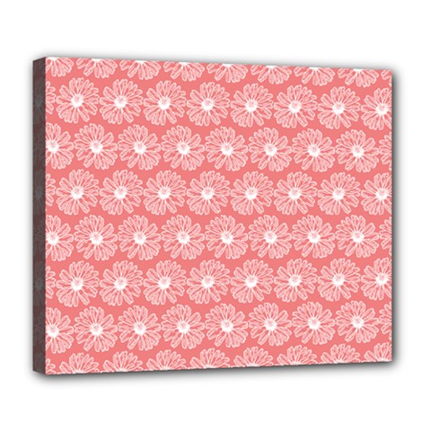 Coral Pink Gerbera Daisy Vector Tile Pattern Deluxe Canvas 24  X 20   by GardenOfOphir