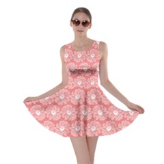 Coral Pink Gerbera Daisy Vector Tile Pattern Skater Dresses