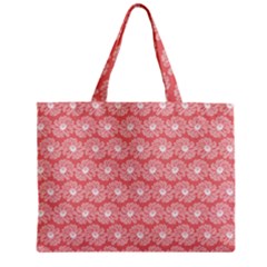 Coral Pink Gerbera Daisy Vector Tile Pattern Zipper Tiny Tote Bags