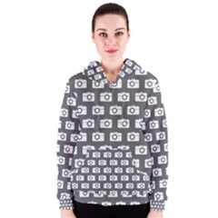 Modern Chic Vector Camera Illustration Pattern Women s Zipper Hoodies by GardenOfOphir