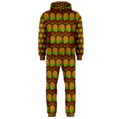 Burger Snadwich Food Tile Pattern Hooded Jumpsuit (Men) 