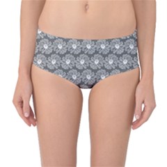 Gerbera Daisy Vector Tile Pattern Mid-waist Bikini Bottoms by GardenOfOphir