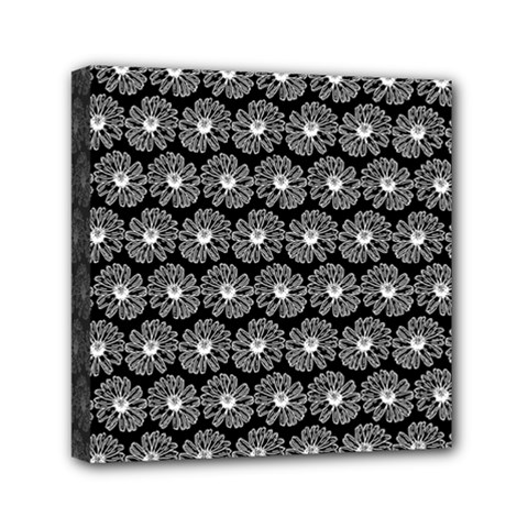 Black And White Gerbera Daisy Vector Tile Pattern Mini Canvas 6  X 6  by GardenOfOphir