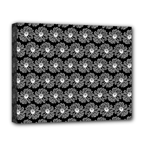 Black And White Gerbera Daisy Vector Tile Pattern Deluxe Canvas 20  X 16   by GardenOfOphir