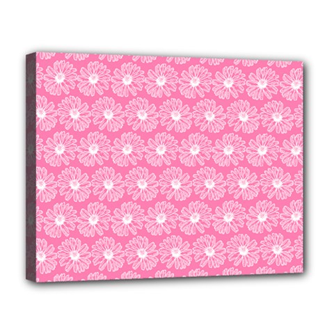 Pink Gerbera Daisy Vector Tile Pattern Canvas 14  X 11  by GardenOfOphir
