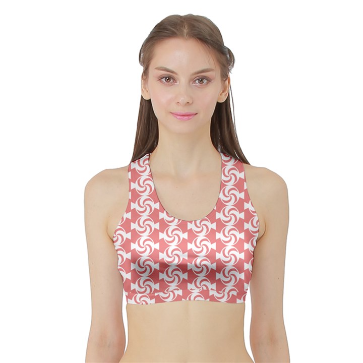 Candy Illustration Pattern  Women s Sports Bra with Border