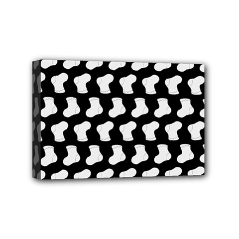 Black And White Cute Baby Socks Illustration Pattern Mini Canvas 6  X 4  by GardenOfOphir