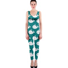 Cute Whale Illustration Pattern OnePiece Catsuits