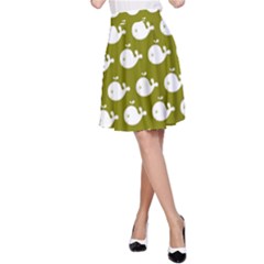 Cute Whale Illustration Pattern A-line Skirts by GardenOfOphir