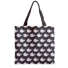 Cute Whale Illustration Pattern Zipper Grocery Tote Bags by GardenOfOphir