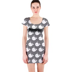 Cute Whale Illustration Pattern Short Sleeve Bodycon Dresses by GardenOfOphir