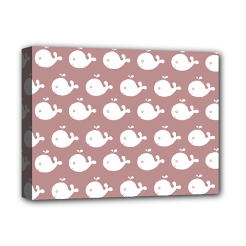 Cute Whale Illustration Pattern Deluxe Canvas 16  X 12   by GardenOfOphir