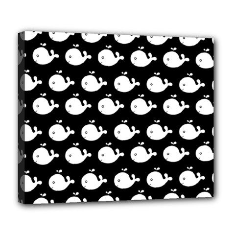 Cute Whale Illustration Pattern Deluxe Canvas 24  X 20   by GardenOfOphir
