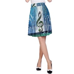 Clef With Water Splash And Floral Elements A-line Skirts by FantasyWorld7