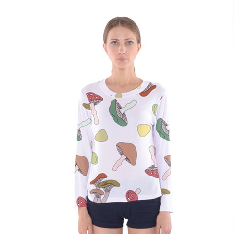 Mushrooms Pattern 02 Women s Long Sleeve T-shirts by Famous