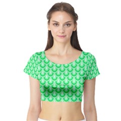 Awesome Retro Pattern Green Short Sleeve Crop Top