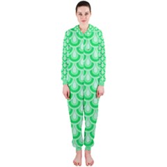 Awesome Retro Pattern Green Hooded Jumpsuit (Ladies) 