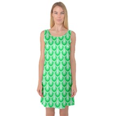 Awesome Retro Pattern Green Sleeveless Satin Nightdresses