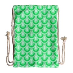 Awesome Retro Pattern Green Drawstring Bag (Large)