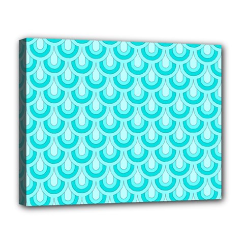 Awesome Retro Pattern Turquoise Canvas 14  X 11  by ImpressiveMoments