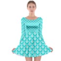 Awesome Retro Pattern Turquoise Long Sleeve Skater Dress View1