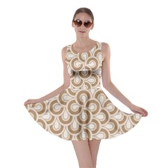 Retro Mirror Pattern Brown Skater Dresses