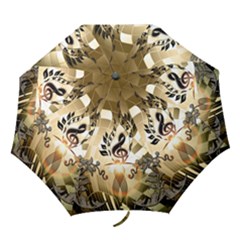 Clef With  And Floral Elements Folding Umbrellas by FantasyWorld7