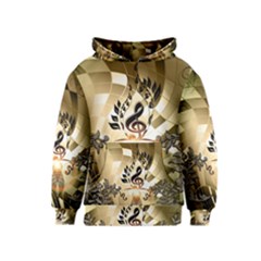 Clef With  And Floral Elements Kid s Pullover Hoodies by FantasyWorld7