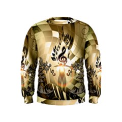 Clef With  And Floral Elements Boys  Sweatshirts by FantasyWorld7