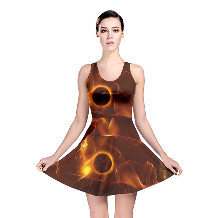 Fire And Flames In The Universe Reversible Skater Dresses