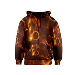 Fire And Flames In The Universe Kids Zipper Hoodies by FantasyWorld7