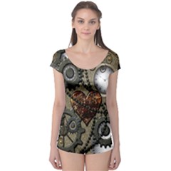Steampunk With Heart Short Sleeve Leotard by FantasyWorld7
