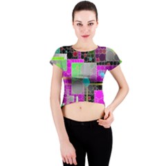 Crazy Florescent Abstract  Crew Neck Crop Top by OCDesignss