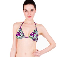 Purple, Green, and Blue Abstract Bikini Tops