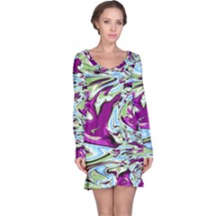 Purple, Green, and Blue Abstract Long Sleeve Nightdresses